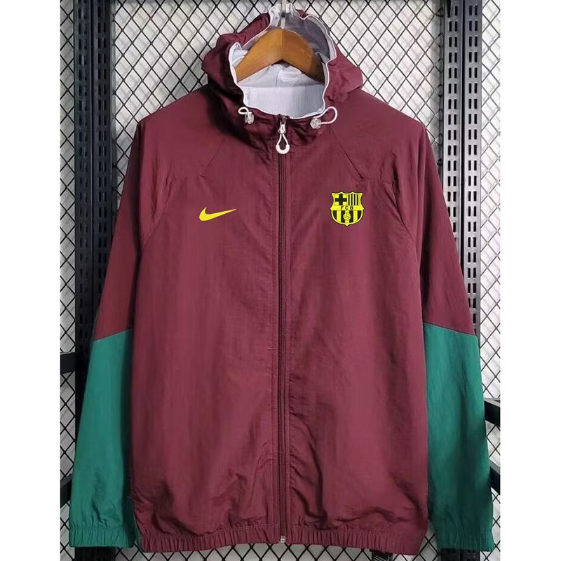 24-25  Mens Barcelona Maroon Green Windbreaker