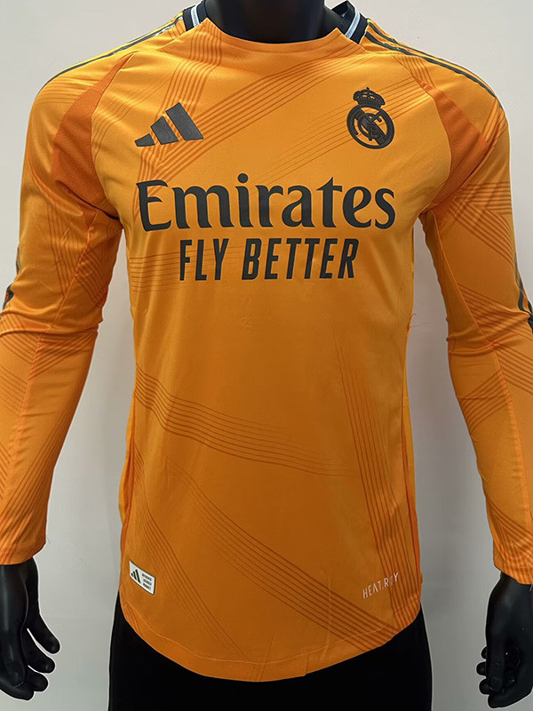 24-25 Mens Real Madrid Away Long Sleeve Player Version Soccer Jersey