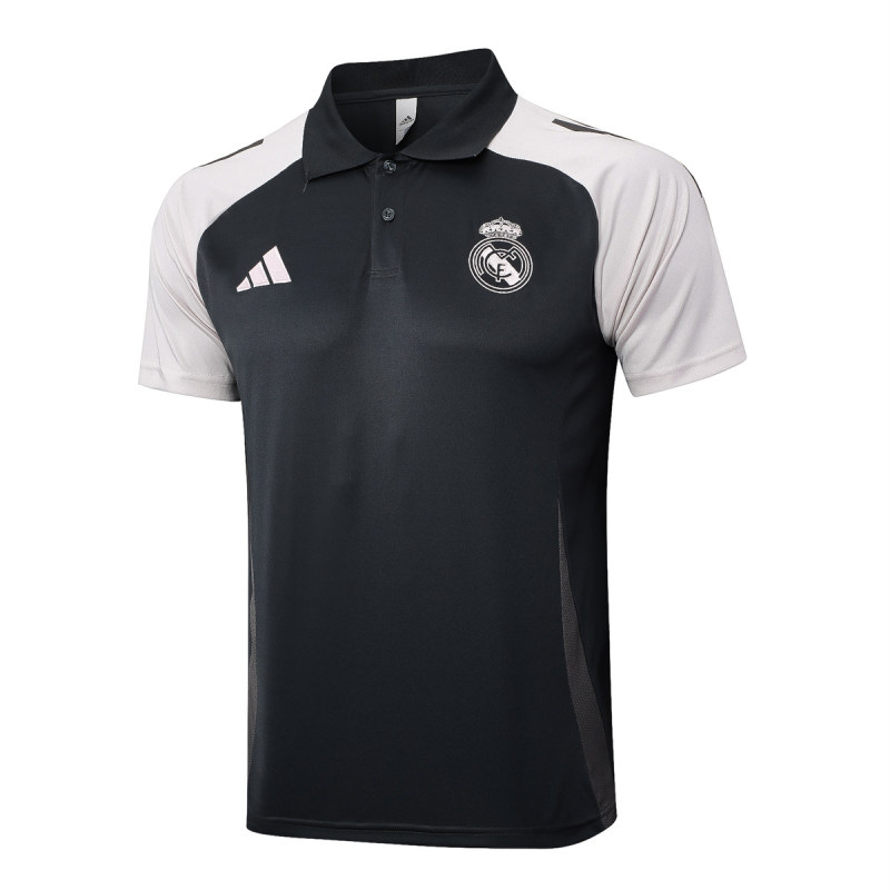 Mens Real Madrid Polo Shirt Dark Grey 2024/25