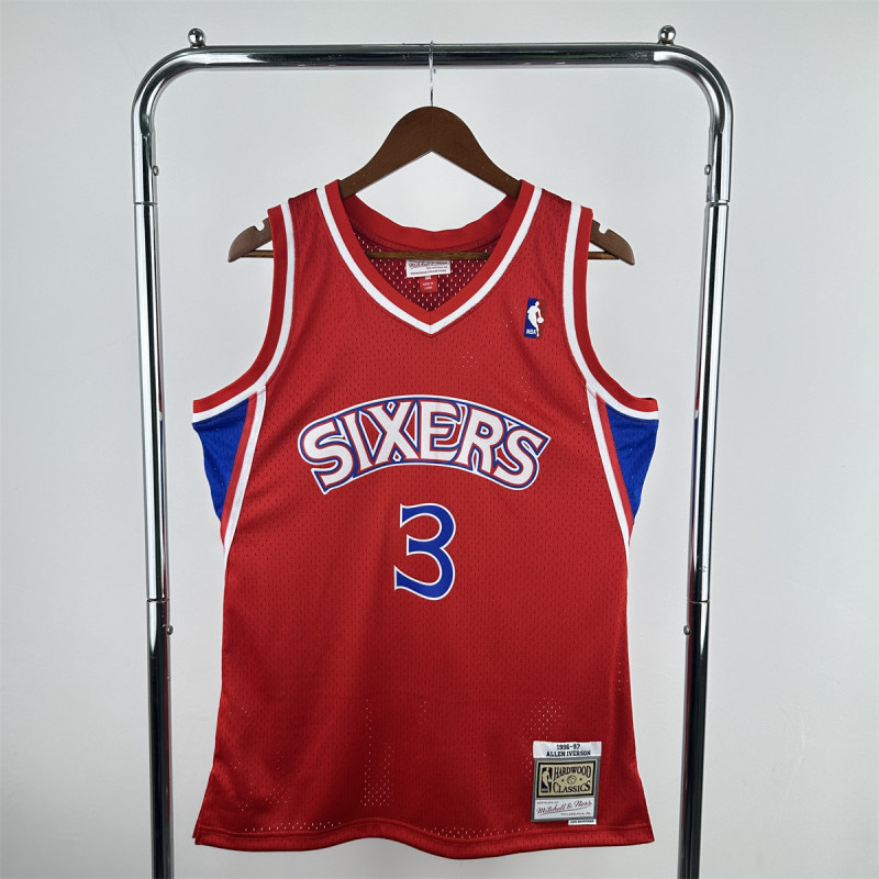 Mens Philadelphia 76ers Red Hardwood Classics 1996/97 Swingman Jersey