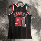 1996 BULLS RODMAN #91 Black Retro Top Quality Hot Pressing NBA Jersey