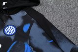 Mens Inter Milan Hoodie Sweatshirt + Pants Training Suit Black - Blue 2024/25