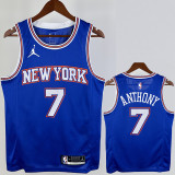 21-22 KNICKS ANTHONY #7 Blue Top Quality Hot Pressing NBA Jersey (Trapeze Edition)
