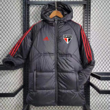 23-24 Sao Paulo FC Black Hooded Cotton Coat Red Edge