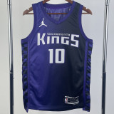 23-24 Kings SABONIS #10 Purple Top Quality Hot Pressing NBA Jersey (Trapeze Edition)