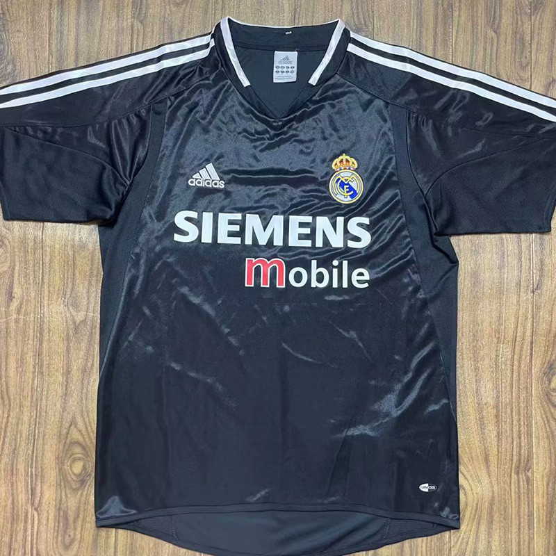 2004-2005 Real Madrid  Away Black Retro Soccer Jersey