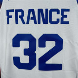Mens Nike White France Basketball Player Jersey - Olympic Games 2024