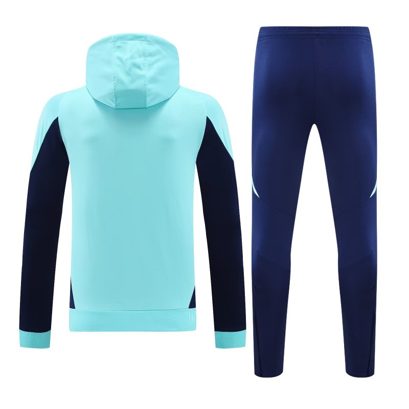 Mens Arsenal Hoodie Sweatshirt + Pants Training Suit Light Blue 2024/25