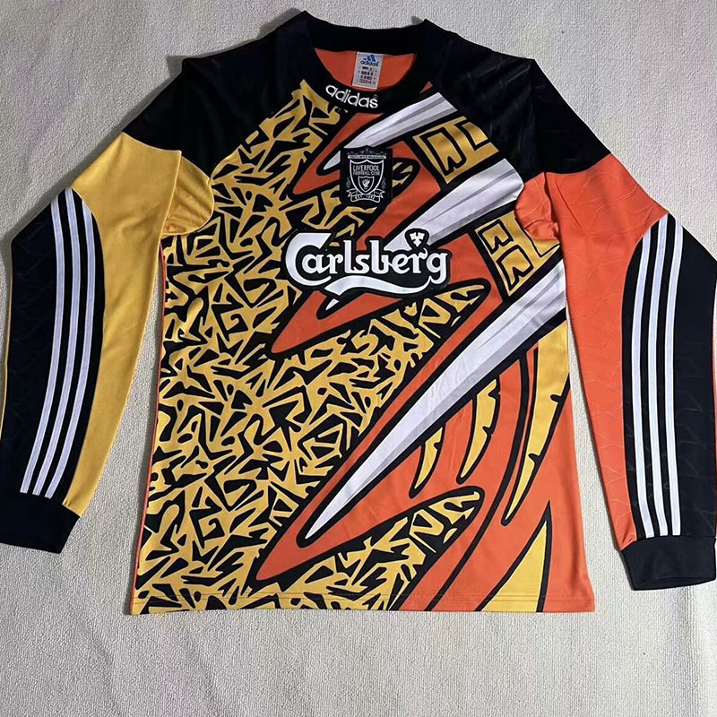 1995-1996 LIV Orange GoalKeeper Long Sleeve Retro Soccer Jersey
