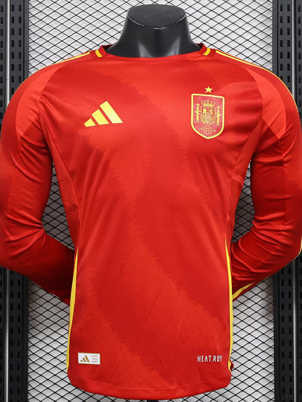 24-25 Spain Home Long Sleeve Player Version Soccer Jersey