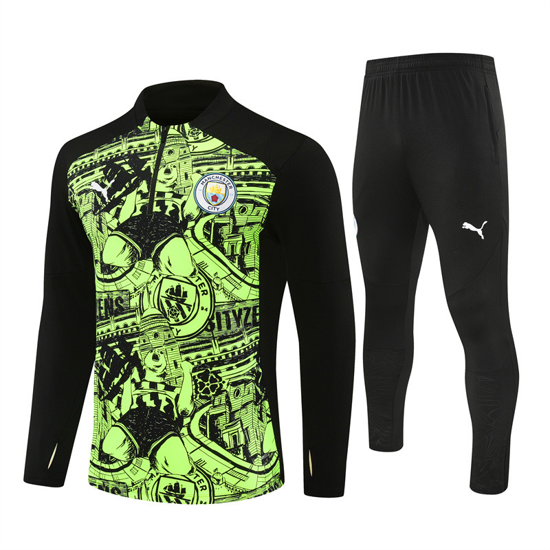 Mens Manchester City Training Suit Green - Black 2024/25