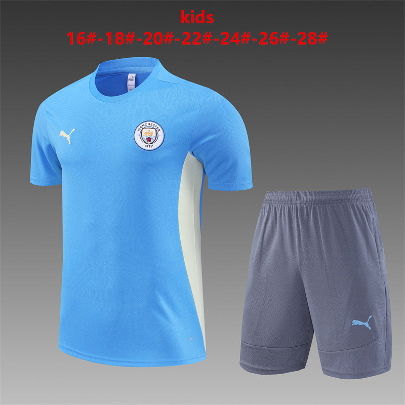 Kids Manchester City Short Training Suit Blue 2024/25