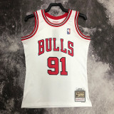1998 BULLS RODMAN #91 White Retro Top Quality Hot Pressing NBA Jersey