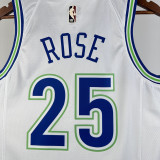23-24 TIMBERWOLVES ROSE #25 White Top Quality Hot Pressing NBA Jersey (Retro Logo)