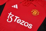 Mens Manchester United Hoodie Sweatshirt + Pants Training Suit Red 2024/25