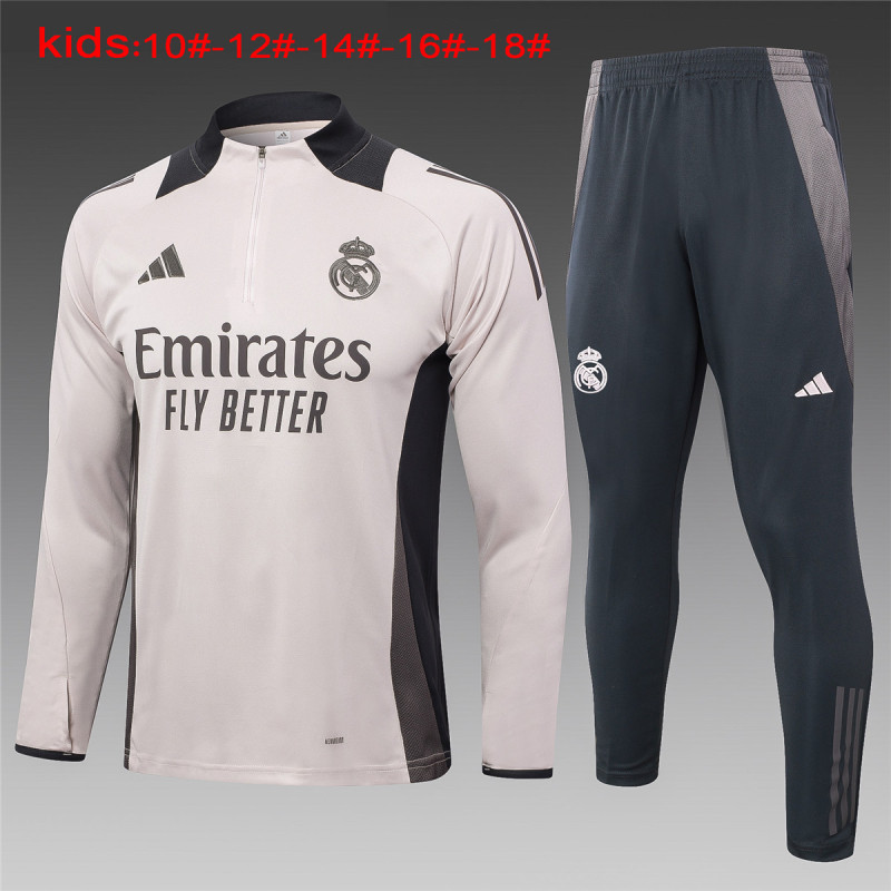 Kids Real Madrid Training Suit Light Grey 2024/25