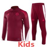 24-25 Bayern Deep Red Kids Half Pull Tracksuit