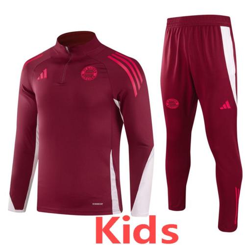24-25 Bayern Deep Red Kids Half Pull Tracksuit