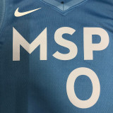 2019-20 Timberwolves RUSSELL #0 Sky Blue Retro Top Quality Hot Pressing NBA Jersey