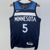 22-23 Timberwolves EDWARDS #5 Blue Top Quality Hot Pressing NBA Jersey