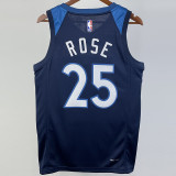 22-23 Timberwolves ROSE #25 Blue Top Quality Hot Pressing NBA Jersey