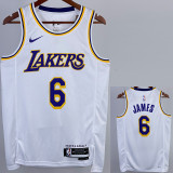 22-23 LAKERS JAMES #6 White Top Quality Hot Pressing NBA Jersey