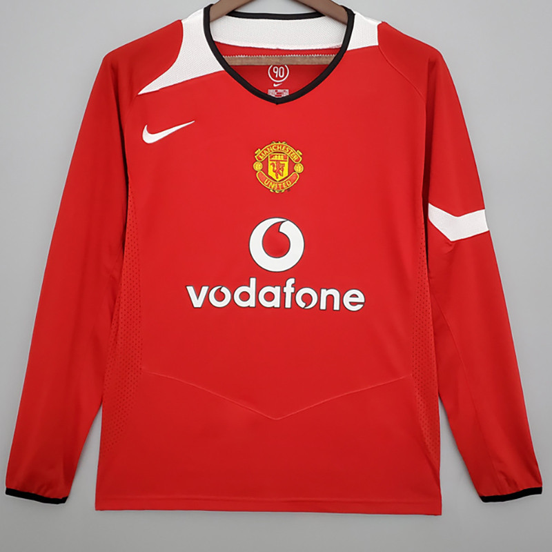 2005-2006 Man Utd Home Long sleeve Retro soccer jersey