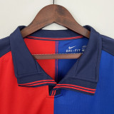 1999  Barcelona Home 100th Anniversary Version Long Sleeve Retro Soccer Jersey