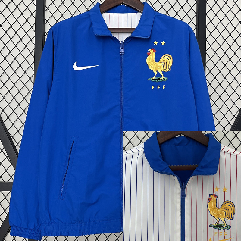 24-25 France Blue & White Double Sided Windbreaker