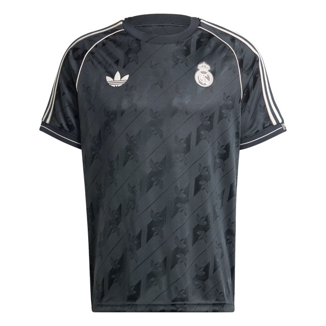 Mens Real Madrid Adicolor Classics 3-Stripes Tee Black Jersey 2024/25