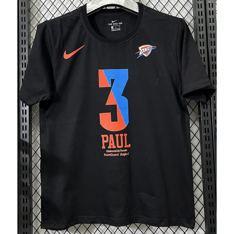T189 OKC PAUL #3 Black High Quality Casual T-Shirt