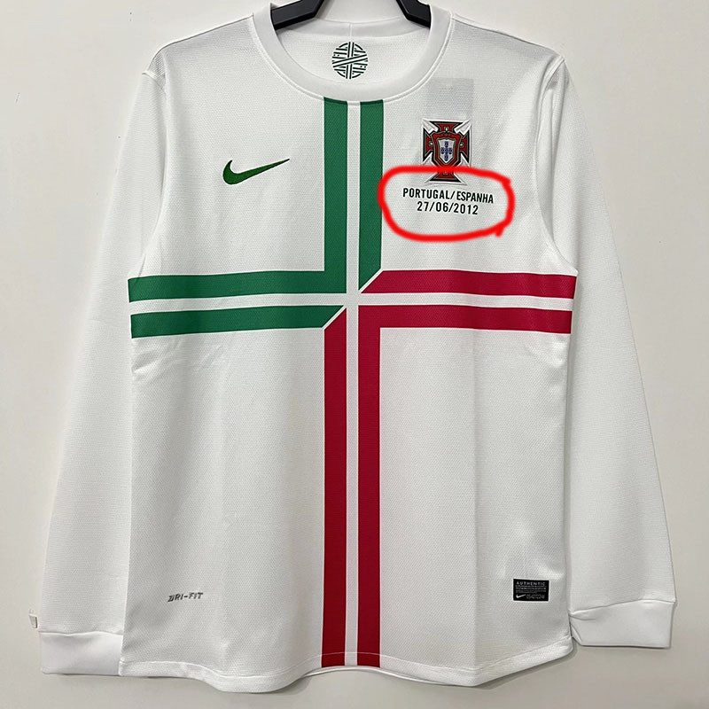 2012 Portugal Away Long Sleeve Retro Soccer Jersey