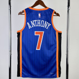 23-34 KNICKS ANTHONY #7 Blue City Edition Top Quality Hot Pressing NBA Jersey