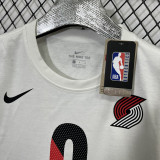 T187 Trail Blazers LILLARD #0 White High Quality Casual T-Shirt