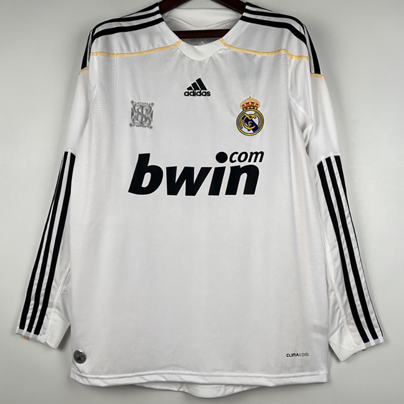 2009-2010 Real Madrid  Home Long Sleeve Retro Soccer Jersey
