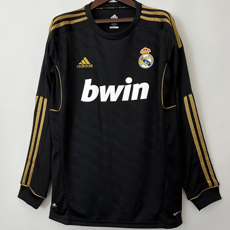 2011-2012Real Madrid  Away Black Long Sleeve Retro Soccer Jersey