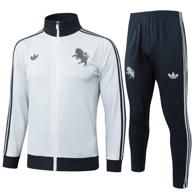 Mens Juventus Jacket + Pants Training Suit Light Grey 2024/25