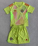 24-25 Scotland Fluorescent Yellow GoalKeeper Kids Soccer Jersey