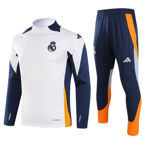 24-25 Real Madrid White Long Sleeve Training Tracksuit