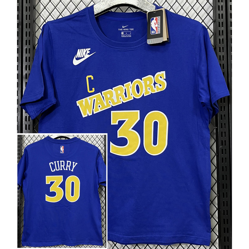 T185 Warriors CURRY #30 Blue High Quality Casual T-Shirt