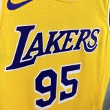 22-23 LAKERS TOSCANO #95 Yellow Top Quality Hot Pressing NBA Jersey