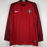 2016 Portugal Home Long Sleeve Retro Soccer Jersey
