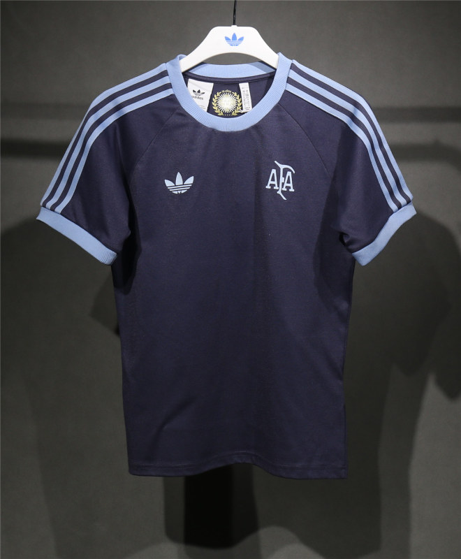 Mens Adidas Originals Argentina Jersey 3 Stripes Pure Cotton Navy Shirt 2025 - Match