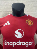 24-25 Man Utd Home Long Sleeve Player Version Soccer Jersey
