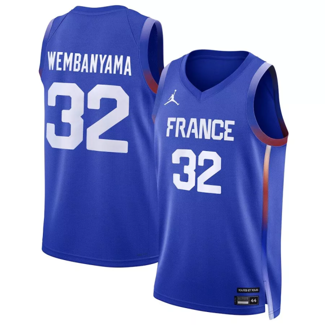 Mens Nike Blue France Basketball Player Jersey - Olympic Games 2024
