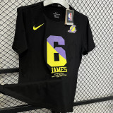 T190 Lakers JAMES #6 Black High Quality Casual T-Shirt