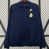 2024 Real Madrid  Black & Dark Blue Double Sided Windbreaker