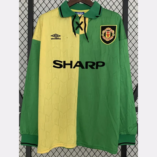 1992 Man Utd Away Long Sleeve Retro Soccer Jersey