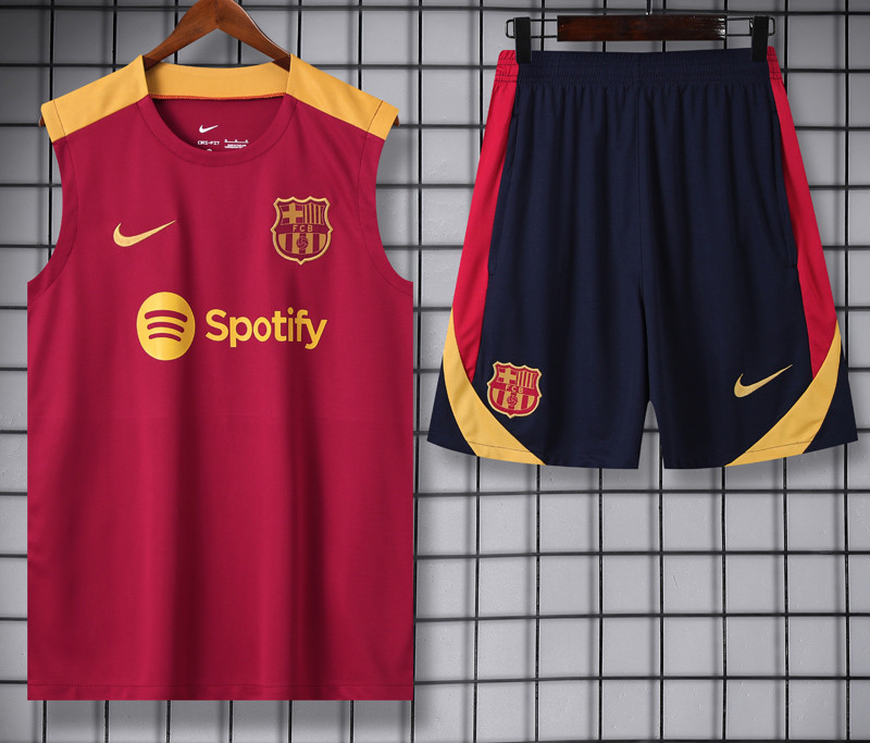 24-25 Mens Barcelona  Red Vest Short traning suit