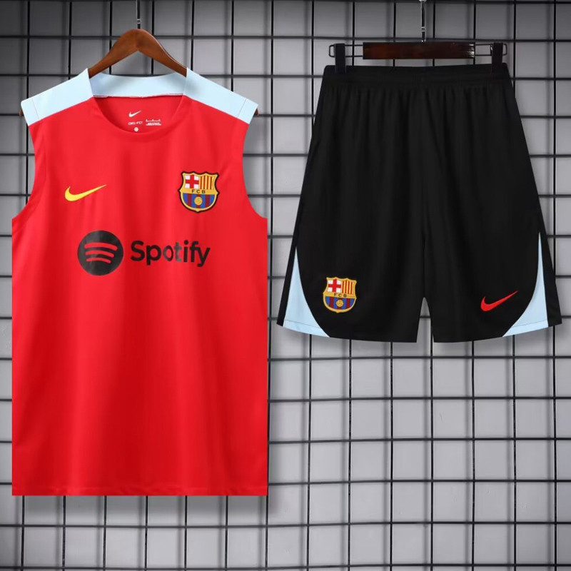 24-25 Mens Barcelona Red Vest Short traning suit